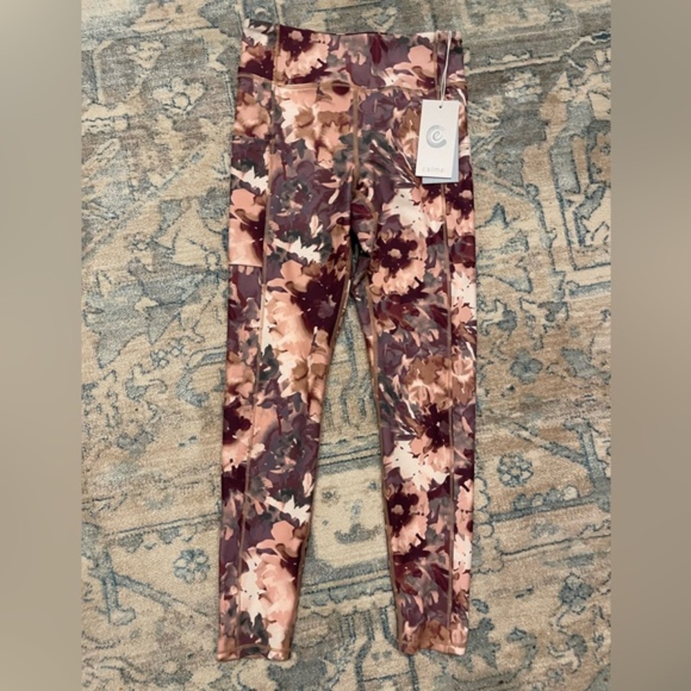 Johnny Was Calme Women's Brown Floral Print High Waist Yoga‎ Leggings nwt soft